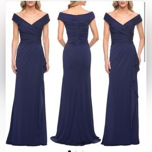 LA FEMME Long Luxurious Jersey Off the Shoulder Evening Gown Size 10